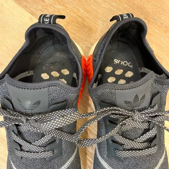 Adidas NMD R1 Black Gray Orange Men’s Size US 11.5 Boost Sneakers Pre-Owned